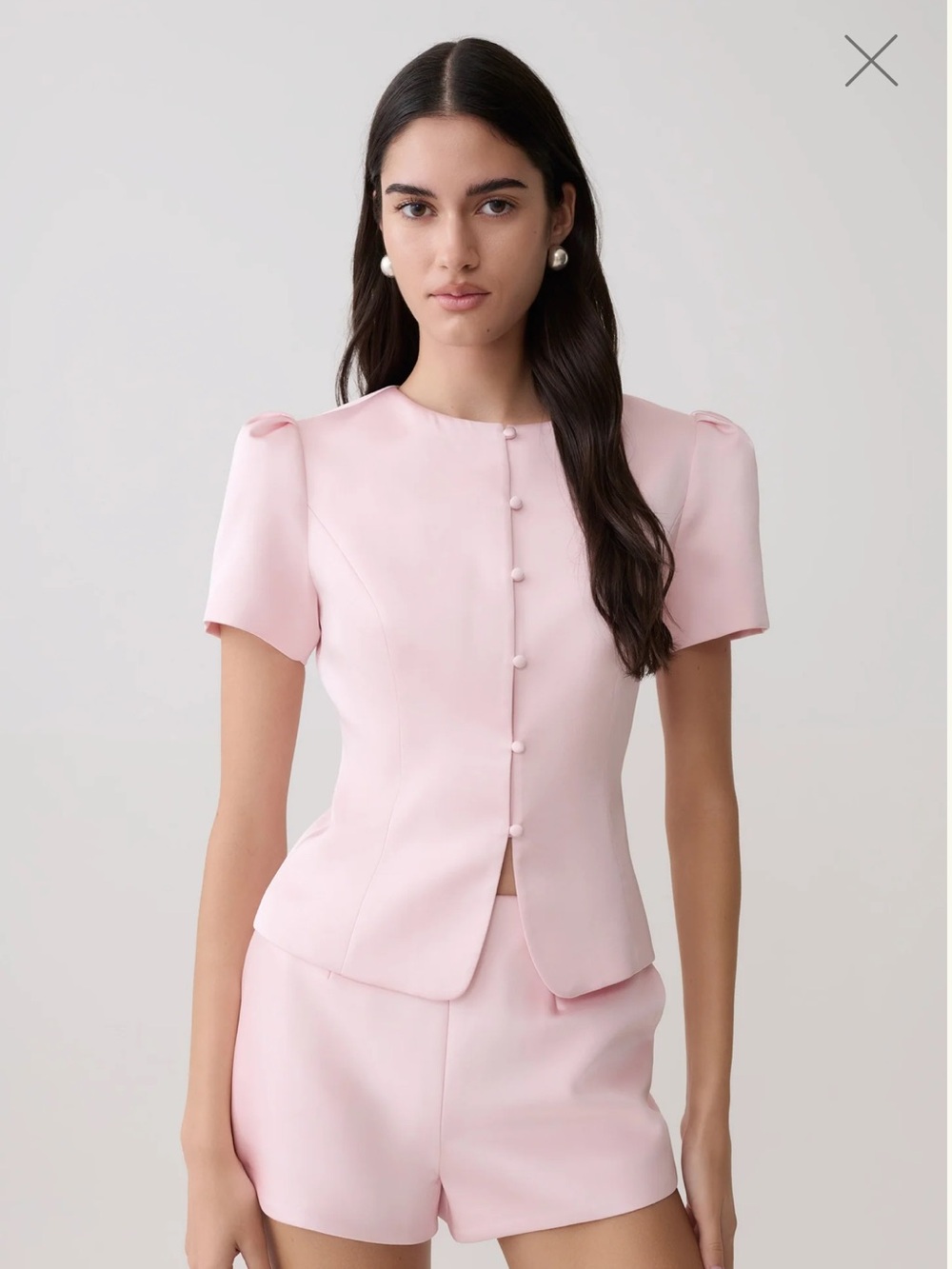 Anne
Short Sleeve Satin Top - Pale Pink - Picture 2 of 3